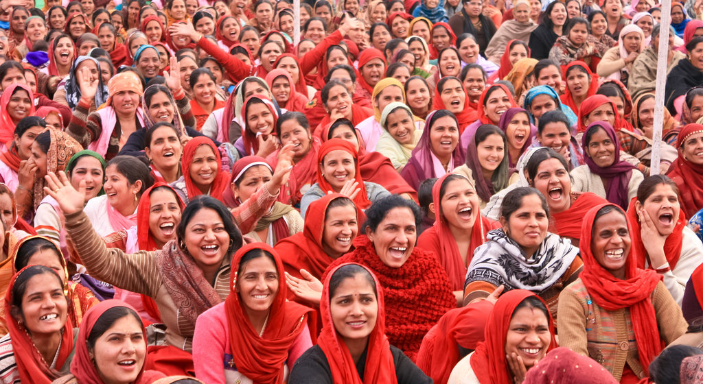 Women and children together in a community setting